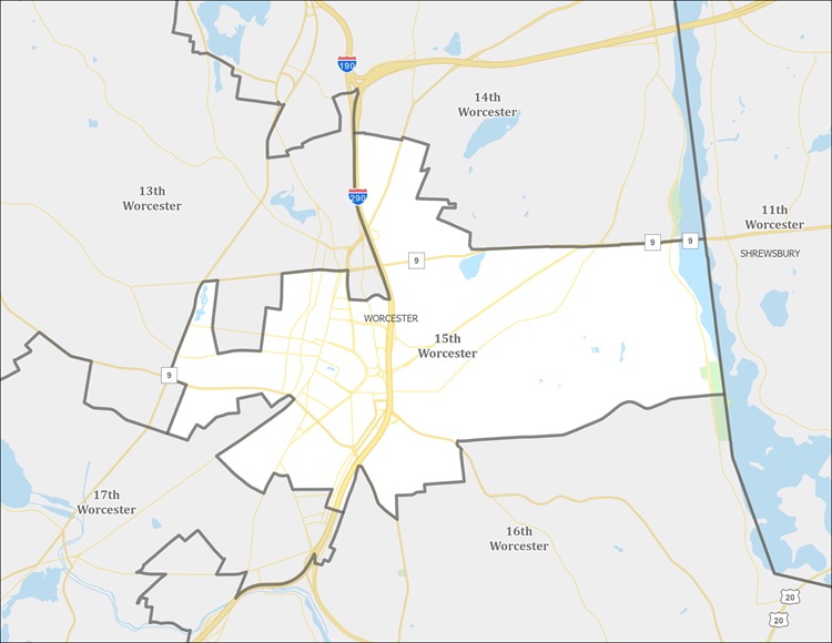 Map of the 15th Worcester District